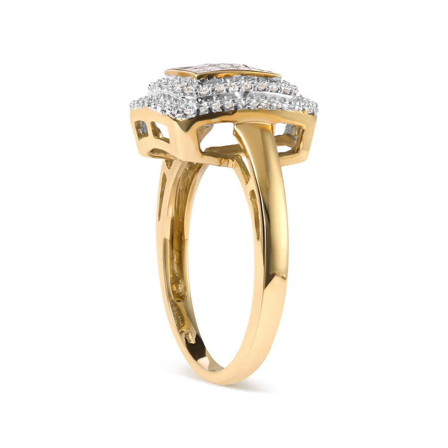 Image 998775_ALTMORE2.jpg, Product 998-775 / Price $3,581.00, 10K Yellow Gold 1/2 cttw Round and Princess Diamond Composite Head and Halo Ring from Haus of Brilliance on TSC.ca's Jewellery department