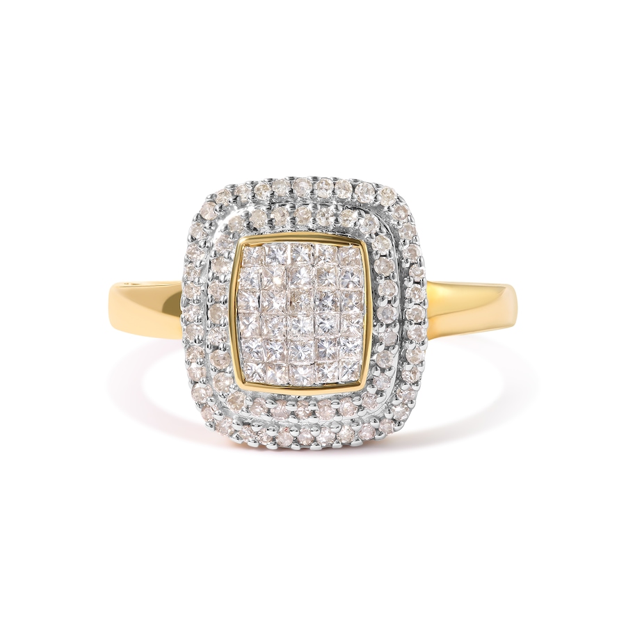 Image 998775_ALTMORE3.jpg, Product 998-775 / Price $3,581.00, 10K Yellow Gold 1/2 cttw Round and Princess Diamond Composite Head and Halo Ring from Haus of Brilliance on TSC.ca's Jewellery department