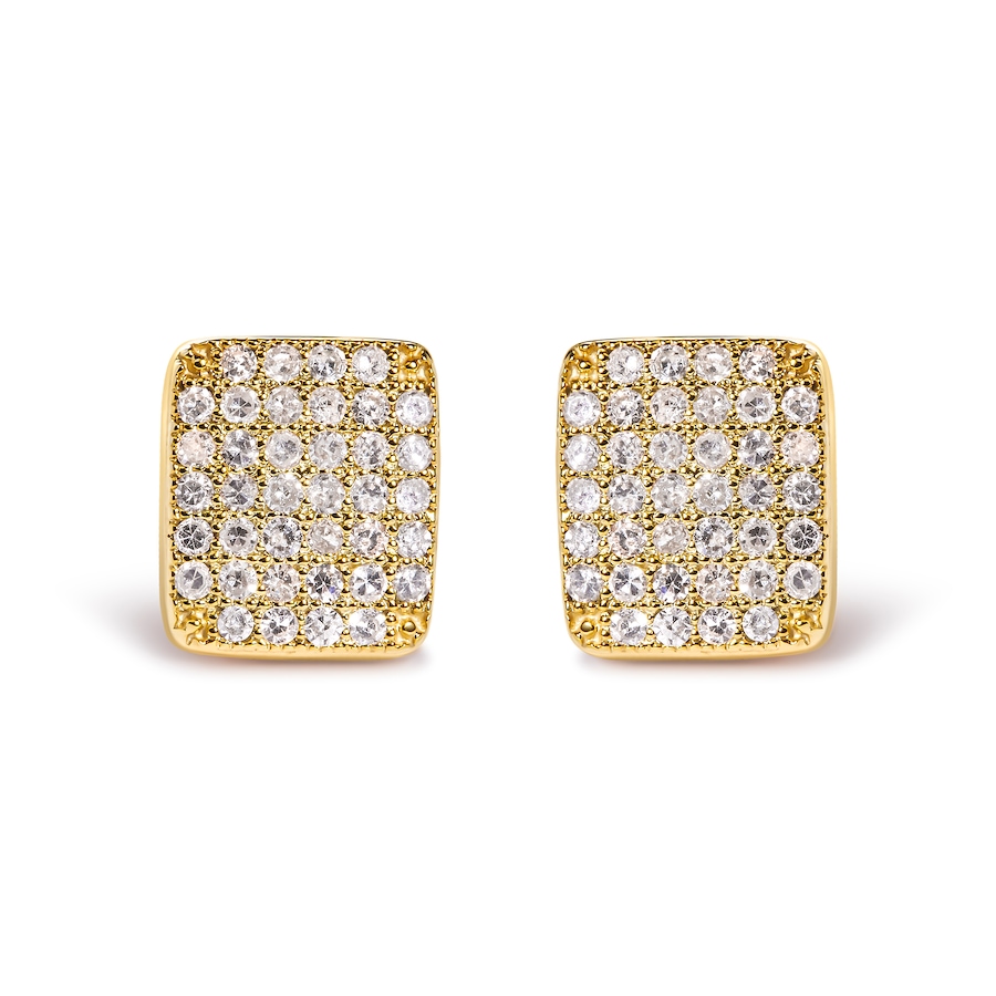 Image 998782.jpg, Product 998-782 / Price $3,388.00, 14K Yellow Gold 1/2 Ct Diamond Square Shaped Composite Cluster Stud Earrings from Haus of Brilliance on TSC.ca's Jewellery department