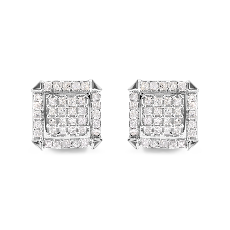 Image 998784.jpg, Product 998-784 / Price $5,099.00, 10K White Gold 1 1/10 Cttw Princess Diamond Composite and Halo Stud Earrings from Haus of Brilliance on TSC.ca's Jewellery department