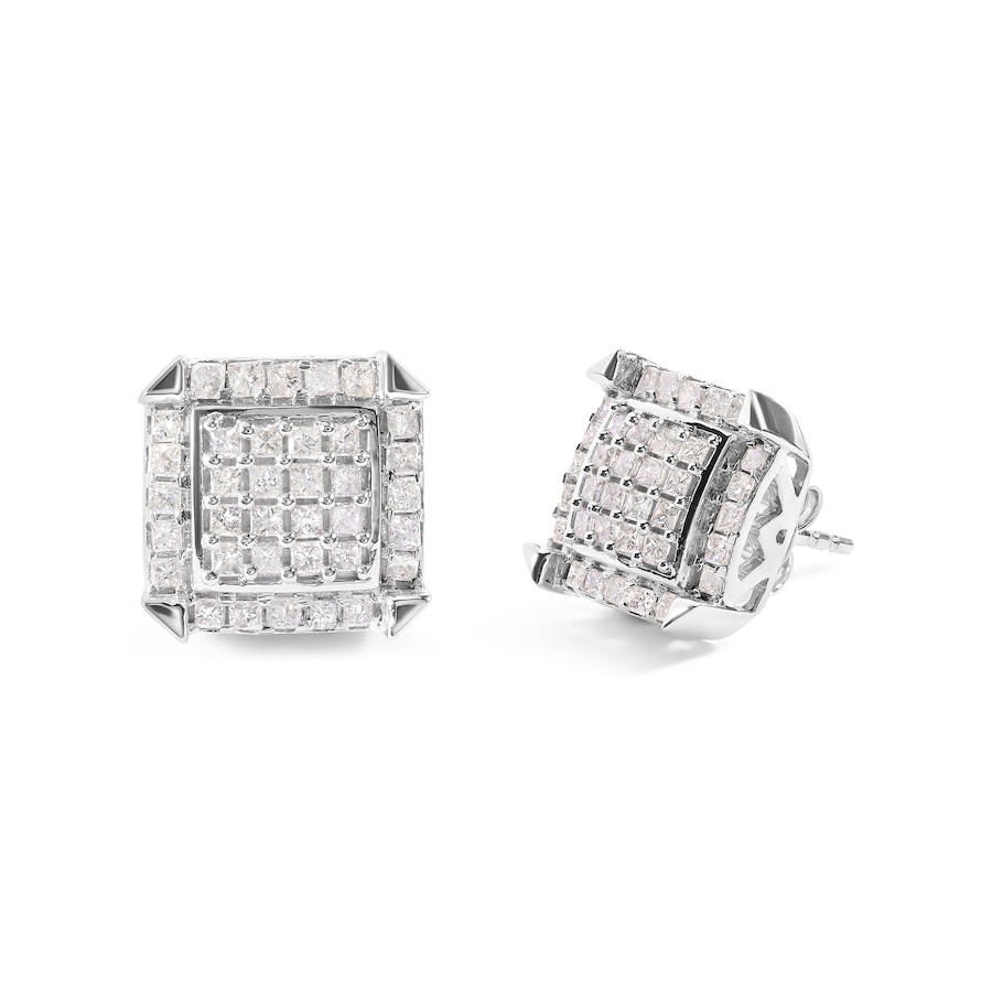 Image 998784_ALTMORE1.jpg, Product 998-784 / Price $5,099.00, 10K White Gold 1 1/10 Cttw Princess Diamond Composite and Halo Stud Earrings from Haus of Brilliance on TSC.ca's Jewellery department
