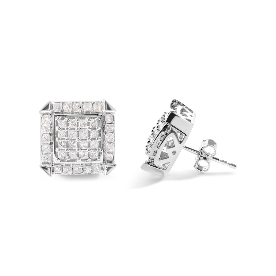 Image 998784_ALTMORE2.jpg, Product 998-784 / Price $5,099.00, 10K White Gold 1 1/10 Cttw Princess Diamond Composite and Halo Stud Earrings from Haus of Brilliance on TSC.ca's Jewellery department