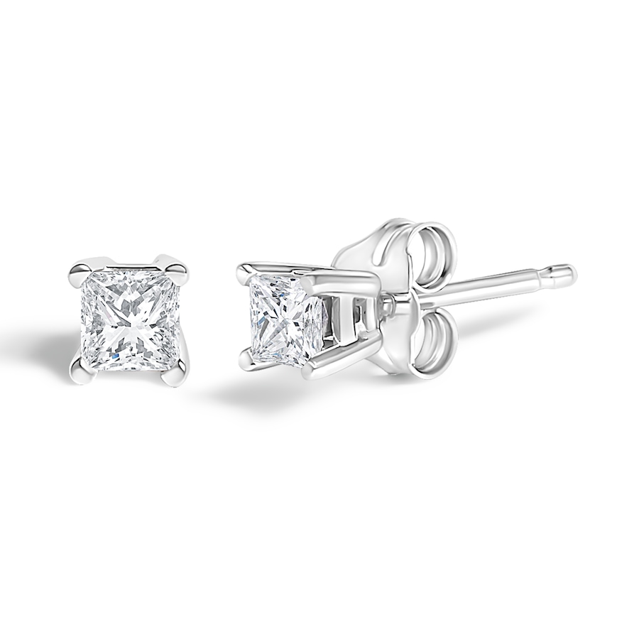 Image 998787_ALTMORE1.jpg, Product 998-787 / Price $1,276.00, Silver 1/4 Cttw Princess Cut Diamond Solitaire Stud Earrings from Haus of Brilliance on TSC.ca's Jewellery department