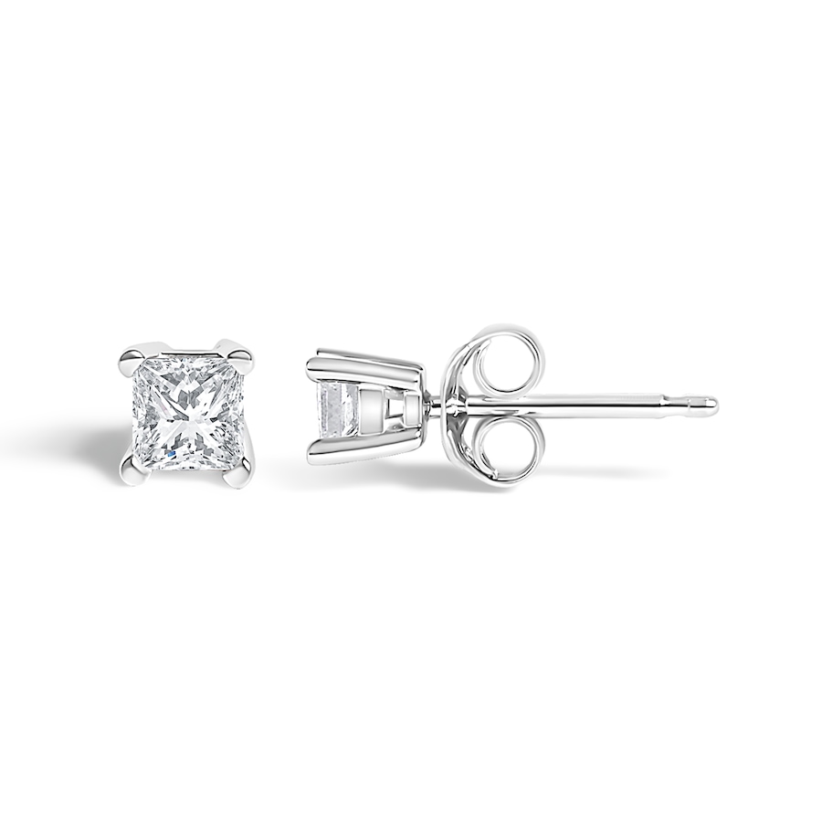 Image 998787_ALTMORE2.jpg, Product 998-787 / Price $1,276.00, Silver 1/4 Cttw Princess Cut Diamond Solitaire Stud Earrings from Haus of Brilliance on TSC.ca's Jewellery department
