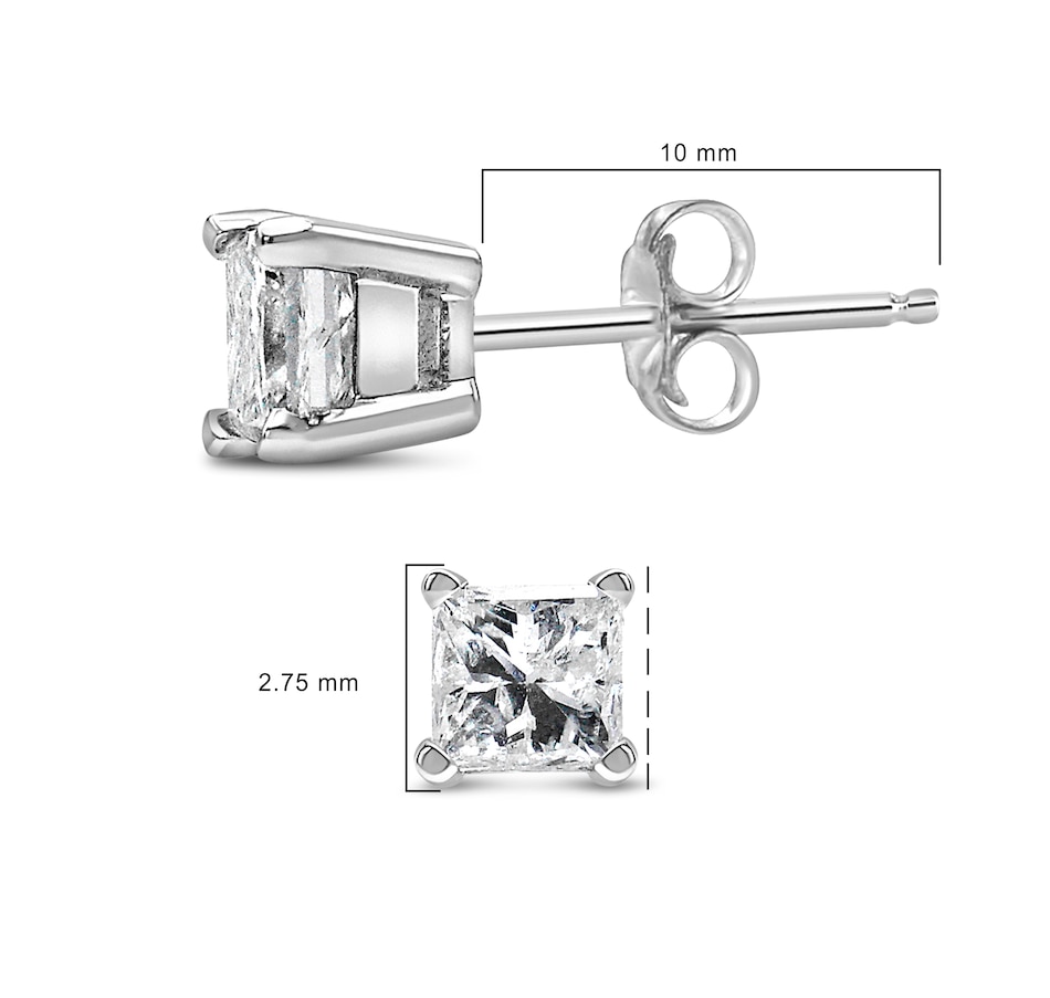 Image 998787_ALTMORE3.jpg, Product 998-787 / Price $1,276.00, Silver 1/4 Cttw Princess Cut Diamond Solitaire Stud Earrings from Haus of Brilliance on TSC.ca's Jewellery department