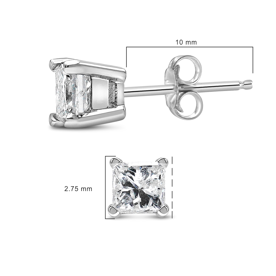 Image 998787_ALTMORE3.jpg, Product 998-787 / Price $1,276.00, Silver 1/4 Cttw Princess Cut Diamond Solitaire Stud Earrings from Haus of Brilliance on TSC.ca's Jewellery department