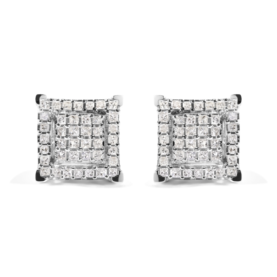 Image 998793.jpg, Product 998-793 / Price $5,827.00, 10K White Gold 1 1/4 Ct Princess Diamond Composite Square Halo Stud Earrings from Haus of Brilliance on TSC.ca's Jewellery department