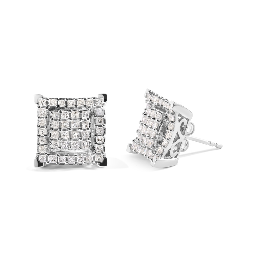 Image 998793_ALTMORE1.jpg, Product 998-793 / Price $5,827.00, 10K White Gold 1 1/4 Ct Princess Diamond Composite Square Halo Stud Earrings from Haus of Brilliance on TSC.ca's Jewellery department