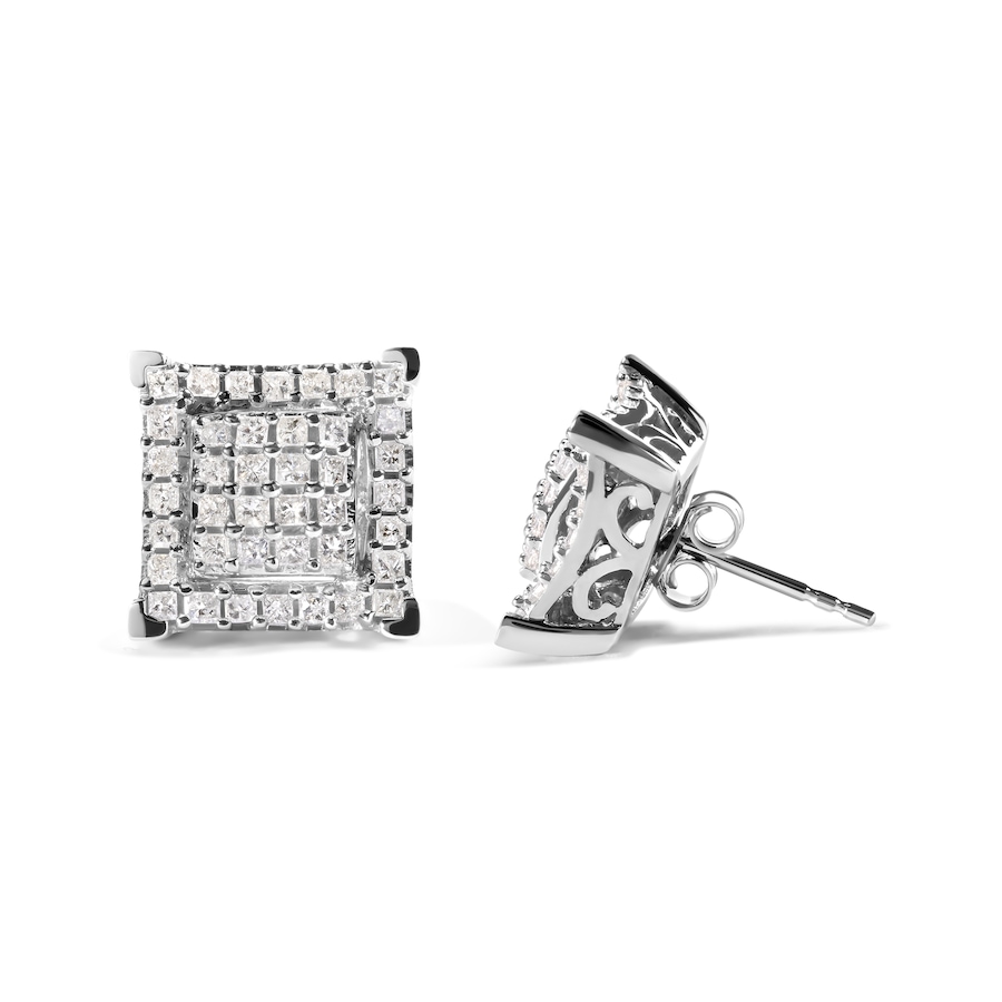 Image 998793_ALTMORE2.jpg, Product 998-793 / Price $5,827.00, 10K White Gold 1 1/4 Ct Princess Diamond Composite Square Halo Stud Earrings from Haus of Brilliance on TSC.ca's Jewellery department