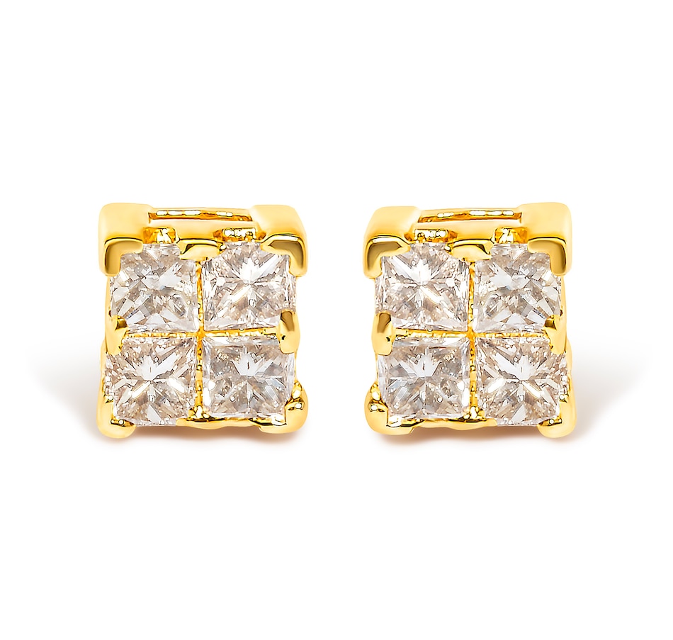 Image 998810.jpg, Product 998-810 / Price $1,057.50, 14K Yellow Gold 1/4 Cttw Invisible Set Princess-Cut Diamond Square Stud Earring from Haus of Brilliance on TSC.ca's Jewellery department
