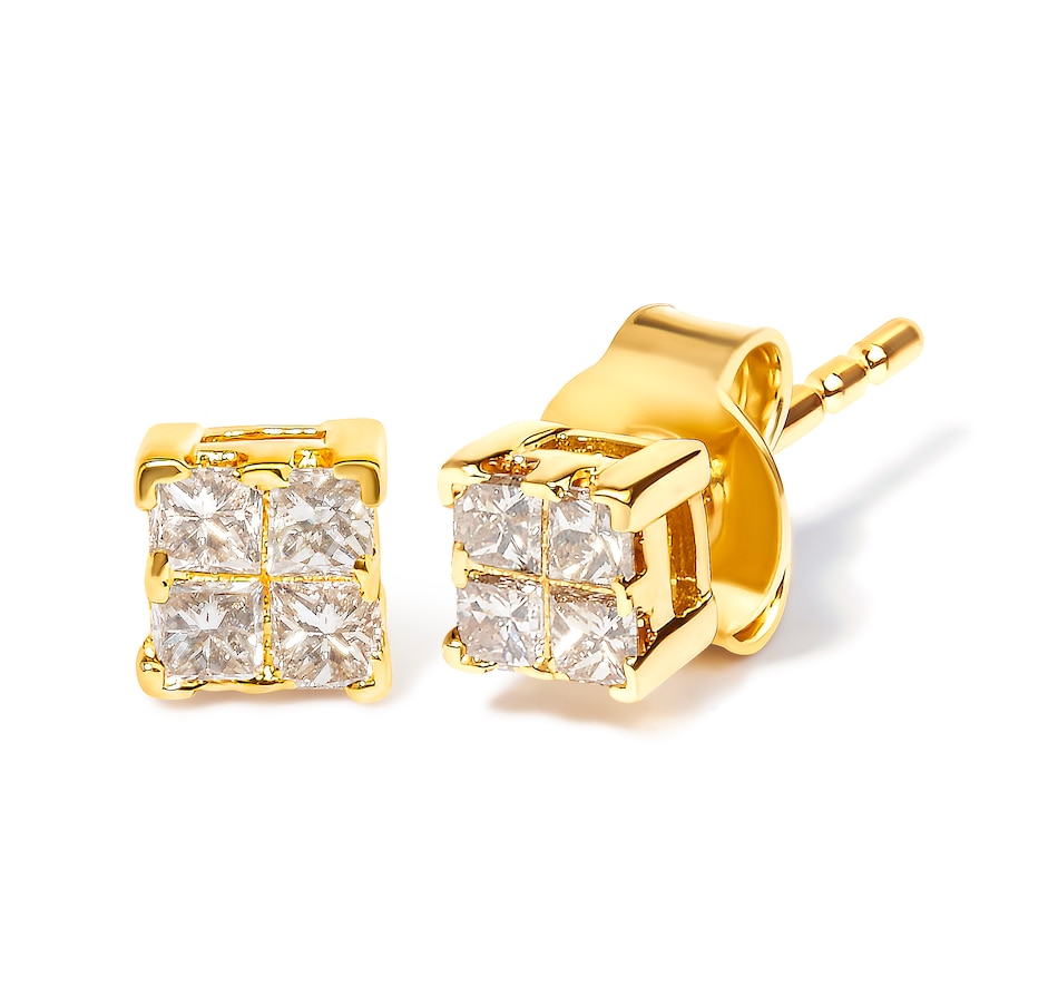 Image 998810_ALTMORE1.jpg, Product 998-810 / Price $1,057.50, 14K Yellow Gold 1/4 Cttw Invisible Set Princess-Cut Diamond Square Stud Earring from Haus of Brilliance on TSC.ca's Jewellery department