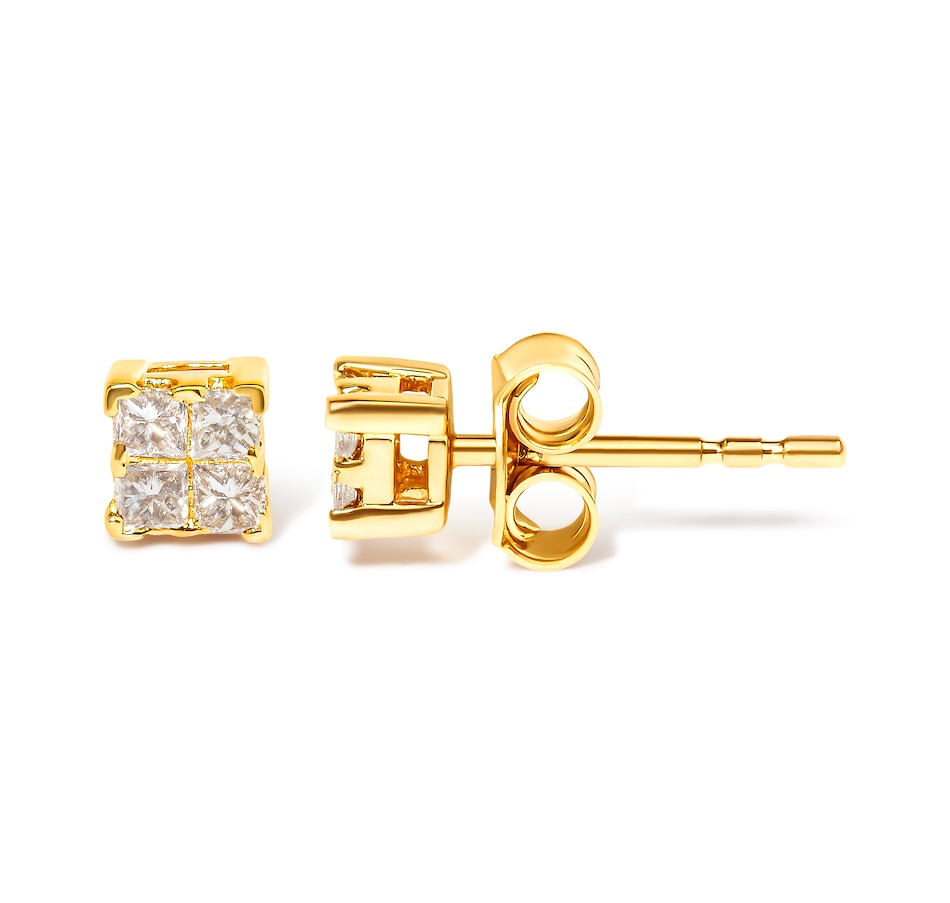 Image 998810_ALTMORE2.jpg, Product 998-810 / Price $1,057.50, 14K Yellow Gold 1/4 Cttw Invisible Set Princess-Cut Diamond Square Stud Earring from Haus of Brilliance on TSC.ca's Jewellery department