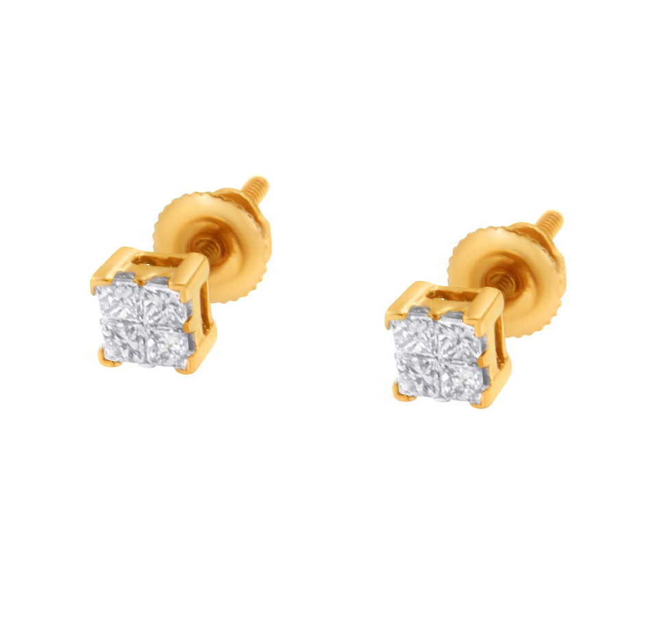 Image 998810_ALTMORE3.jpg, Product 998-810 / Price $1,057.50, 14K Yellow Gold 1/4 Cttw Invisible Set Princess-Cut Diamond Square Stud Earring from Haus of Brilliance on TSC.ca's Jewellery department