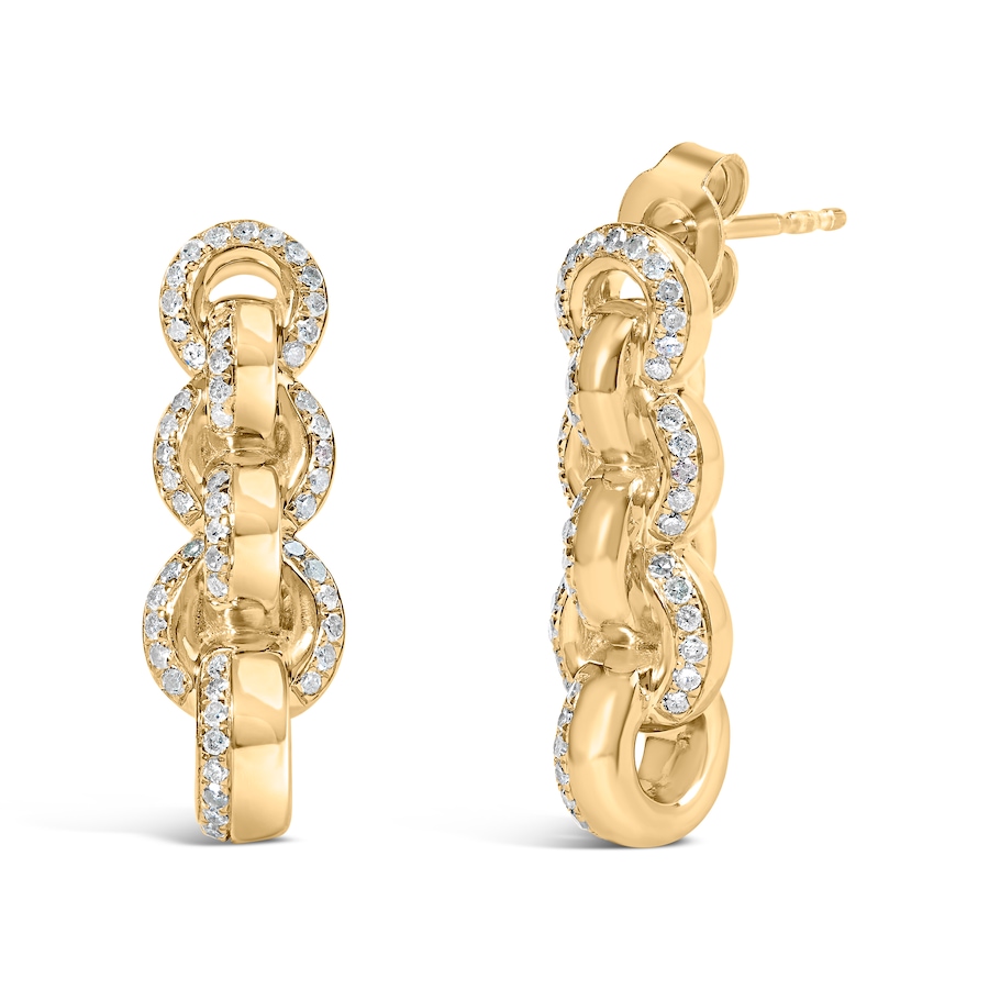 Image 998822.jpg, Product 998-822 / Price $2,095.00, 14K Yellow Gold Plated Silver 3/4 Cttw Diamond Chain Link Drop Earrings from Haus of Brilliance on TSC.ca's Jewellery department