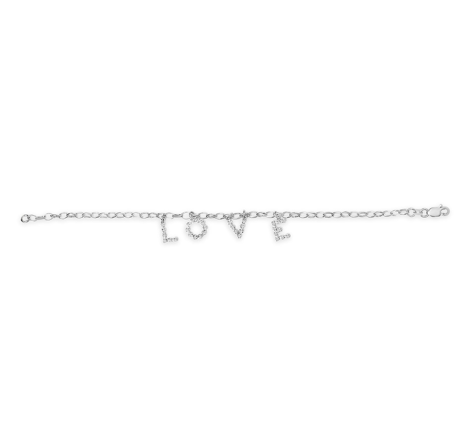 Image 998823_ALTMORE2.jpg, Product 998-823 / Price $2,563.00, 10k White Gold 1/6 Cttw Diamond "Love" Charm Cable Chain Bracelet from Haus of Brilliance on TSC.ca's Jewellery department