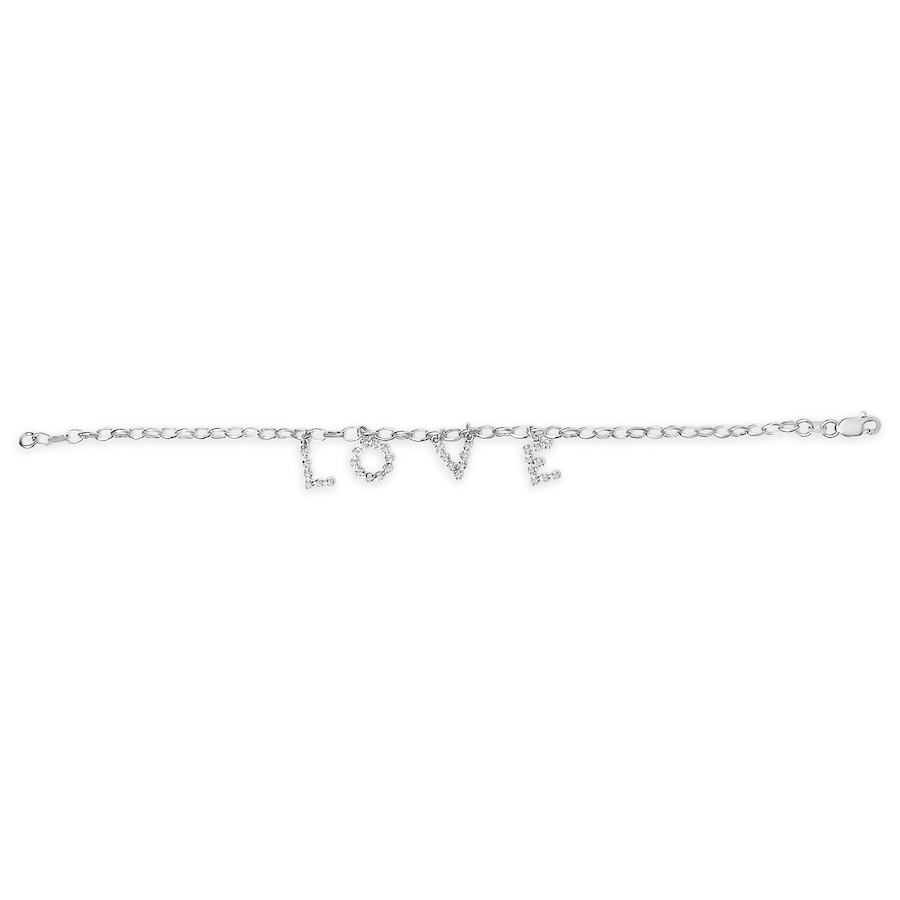 Image 998823_ALTMORE2.jpg, Product 998-823 / Price $2,563.00, 10k White Gold 1/6 Cttw Diamond "Love" Charm Cable Chain Bracelet from Haus of Brilliance on TSC.ca's Jewellery department
