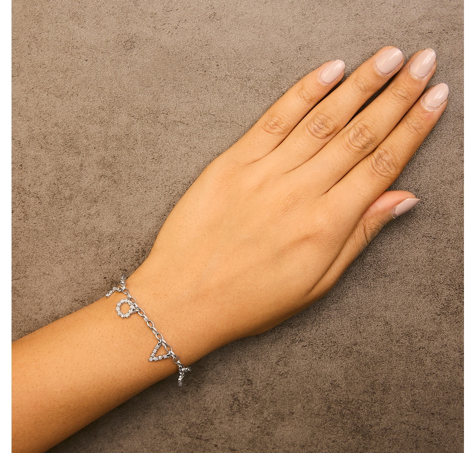 Image 998823_ALTMORE3.jpg, Product 998-823 / Price $2,563.00, 10k White Gold 1/6 Cttw Diamond "Love" Charm Cable Chain Bracelet from Haus of Brilliance on TSC.ca's Jewellery department