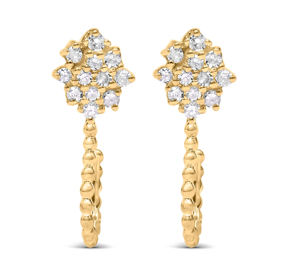 Image 998829_ALTMORE1.jpg, Product 998-829 / Price $632.00, 14K Yellow Gold Plated Silver 1/10 Ctw Diamond Cluster and Beaded Hoop Earrings from Haus of Brilliance on TSC.ca's Jewellery department