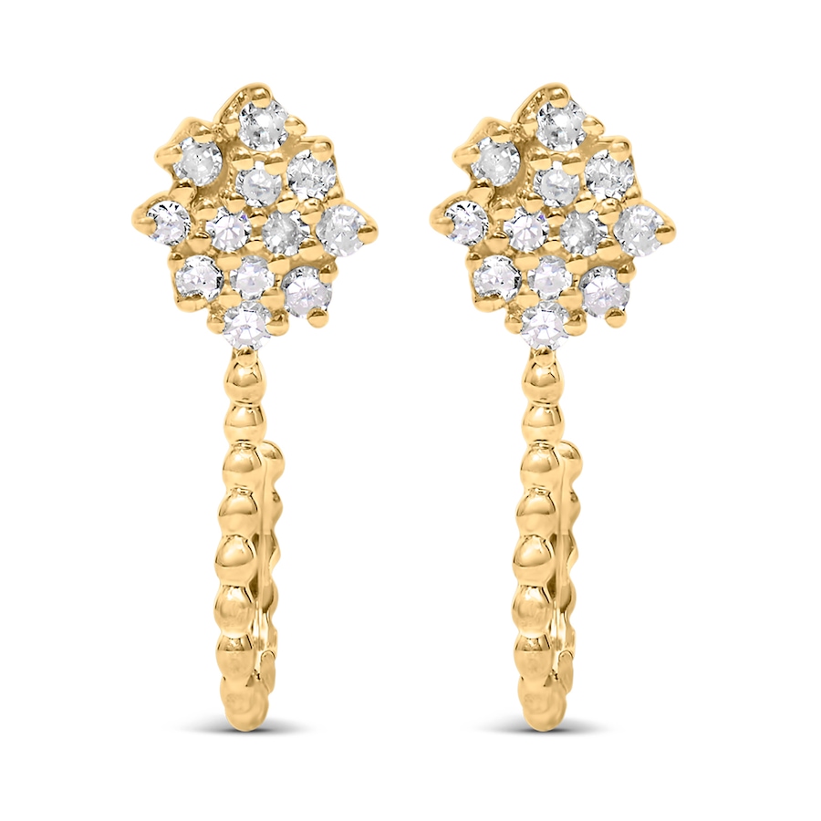Image 998829_ALTMORE1.jpg, Product 998-829 / Price $632.00, 14K Yellow Gold Plated Silver 1/10 Ctw Diamond Cluster and Beaded Hoop Earrings from Haus of Brilliance on TSC.ca's Jewellery department