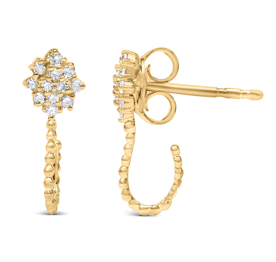 Image 998829_ALTMORE2.jpg, Product 998-829 / Price $632.00, 14K Yellow Gold Plated Silver 1/10 Ctw Diamond Cluster and Beaded Hoop Earrings from Haus of Brilliance on TSC.ca's Jewellery department