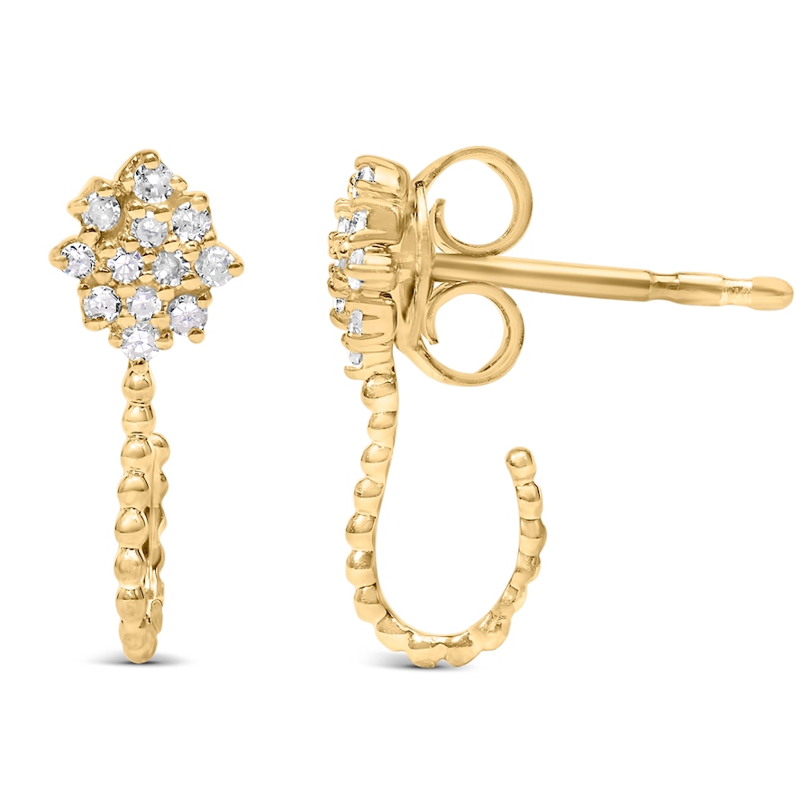 Image 998829_ALTMORE2.jpg, Product 998-829 / Price $632.00, 14K Yellow Gold Plated Silver 1/10 Ctw Diamond Cluster and Beaded Hoop Earrings from Haus of Brilliance on TSC.ca's Jewellery department