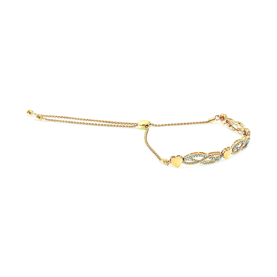 Image 998833_ALTMORE1.jpg, Product 998-833 / Price $1,311.00, 14K Yellow Gold Plated Silver 1/10 Cttw Diamond Wave and Hearts Bolo Bracelet from Haus of Brilliance on TSC.ca's Jewellery department
