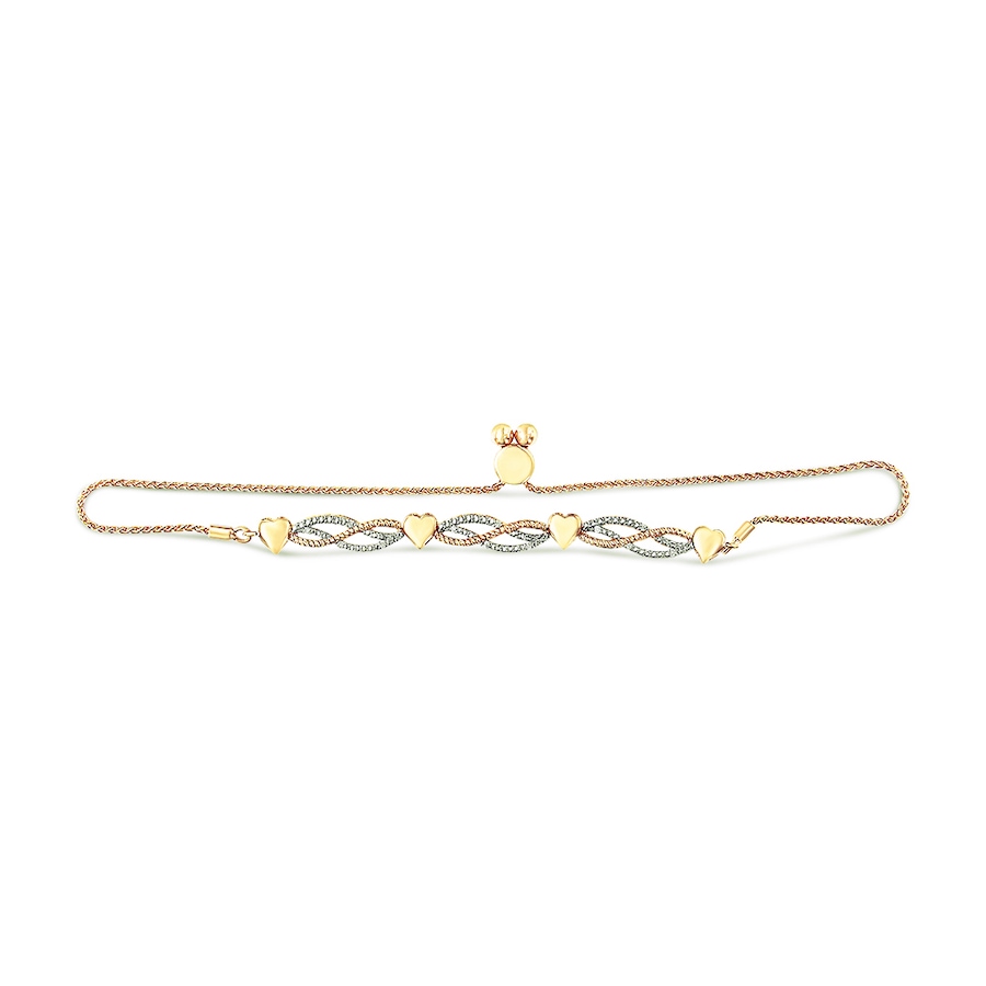 Image 998833_ALTMORE2.jpg, Product 998-833 / Price $1,311.00, 14K Yellow Gold Plated Silver 1/10 Cttw Diamond Wave and Hearts Bolo Bracelet from Haus of Brilliance on TSC.ca's Jewellery department