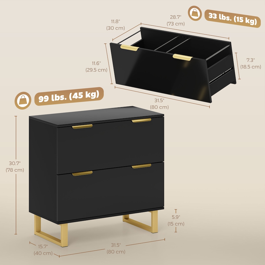 Image 998849_ALTMORE2.jpg, Product 998-849 / Price $149.99, HOMCOM 2 Drawer File Cabinet Lateral Filing Cabinet High Gloss Black from HOMCOM on TSC.ca's Home & Garden department