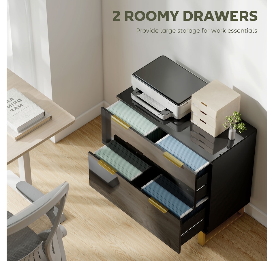 Image 998849_ALTMORE3.jpg, Product 998-849 / Price $154.99, HOMCOM 2 Drawer File Cabinet Lateral Filing Cabinet High Gloss Black from HOMCOM on TSC.ca's Home & Garden department
