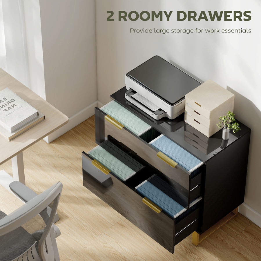 Image 998849_ALTMORE3.jpg, Product 998-849 / Price $149.99, HOMCOM 2 Drawer File Cabinet Lateral Filing Cabinet High Gloss Black from HOMCOM on TSC.ca's Home & Garden department