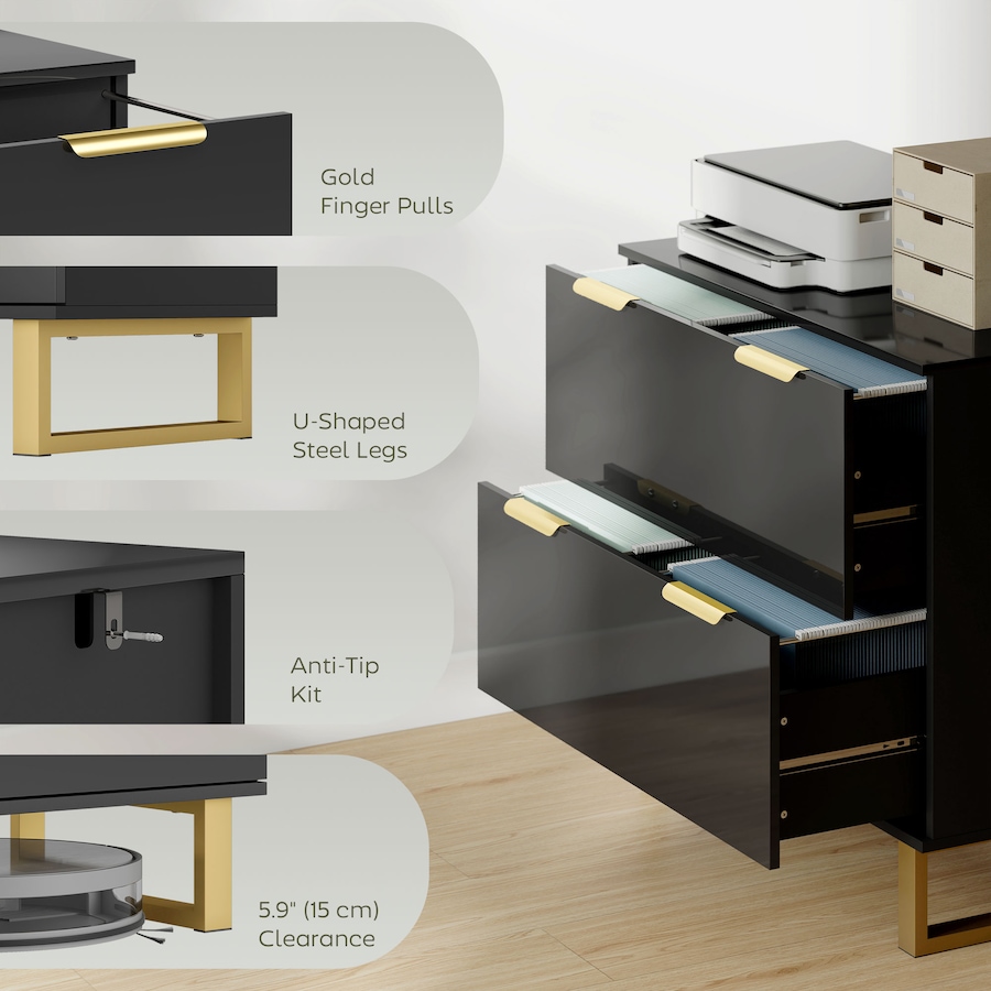 Image 998849_ALTMORE6.jpg, Product 998-849 / Price $149.99, HOMCOM 2 Drawer File Cabinet Lateral Filing Cabinet High Gloss Black from HOMCOM on TSC.ca's Home & Garden department