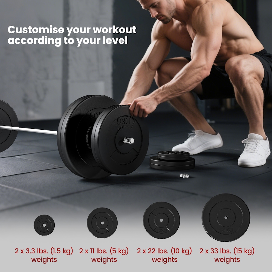 Image 998856_ALTMORE5.jpg, Product 998-856 / Price $239.99, Soozier 154 lbs Barbell Weight Set, Adjustable Weights for Home Gym from Soozier on TSC.ca's Health & Fitness department