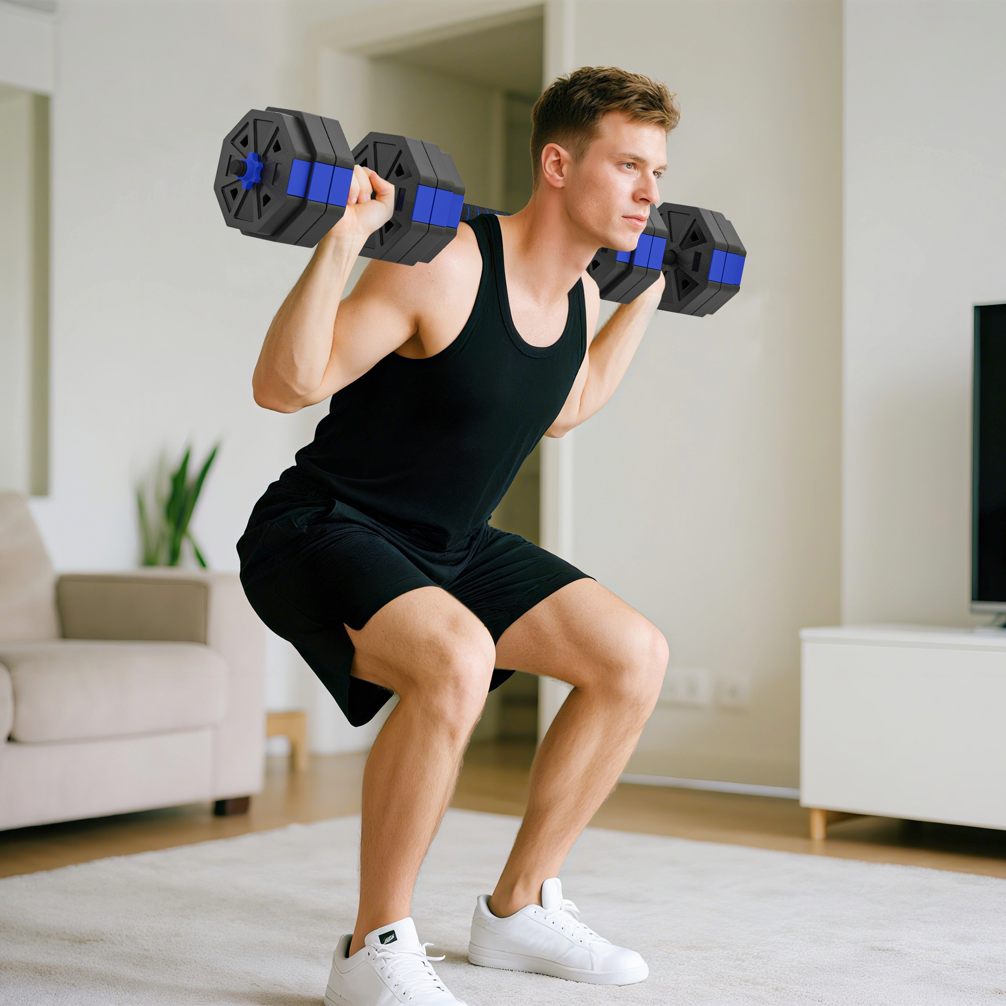 ウエイトトレーニング Dumbell Soozier 6-in-1 Adjustable Dumbbell Set, 66lbs Free Weights Set