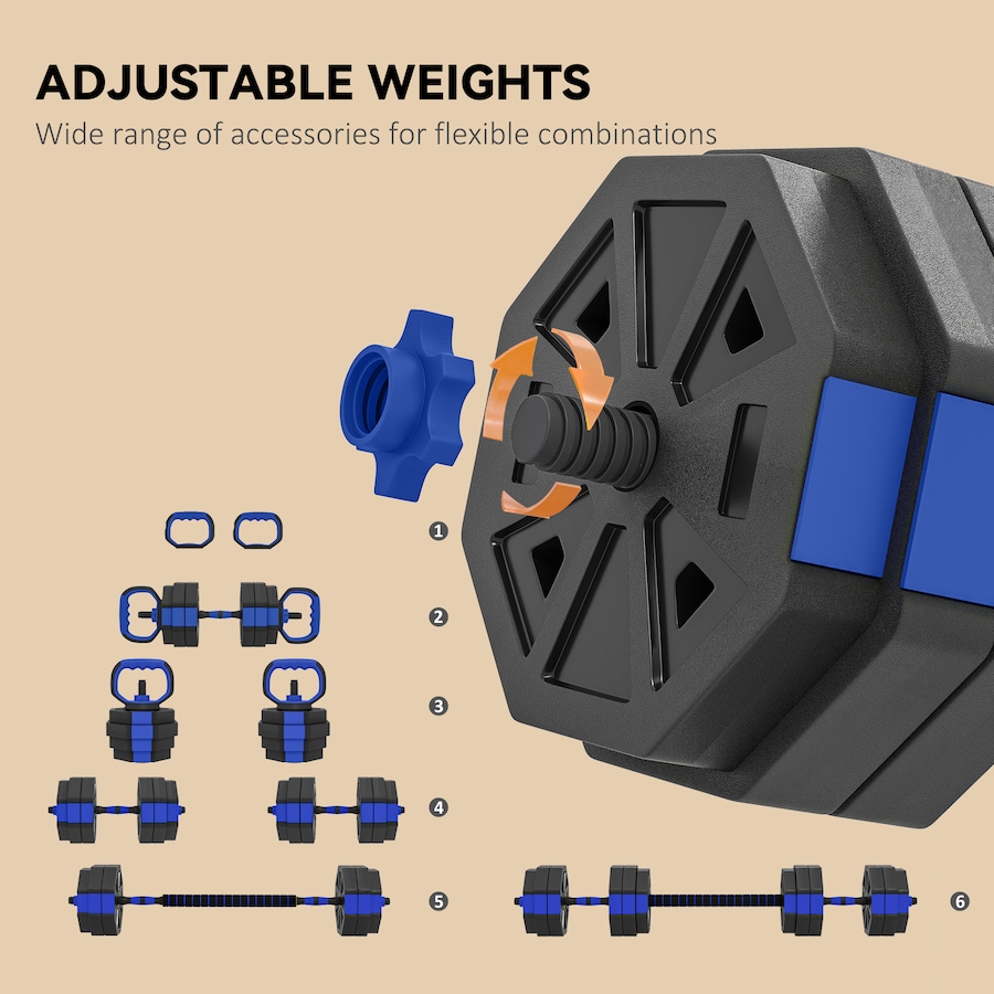 Image 998857_ALTMORE11.jpg, Product 998-857 / Price $109.99, Soozier 6-in-1 Adjustable Dumbbell Set, 66lbs Free Weights Set, Blue from Soozier on TSC.ca's Health & Fitness department