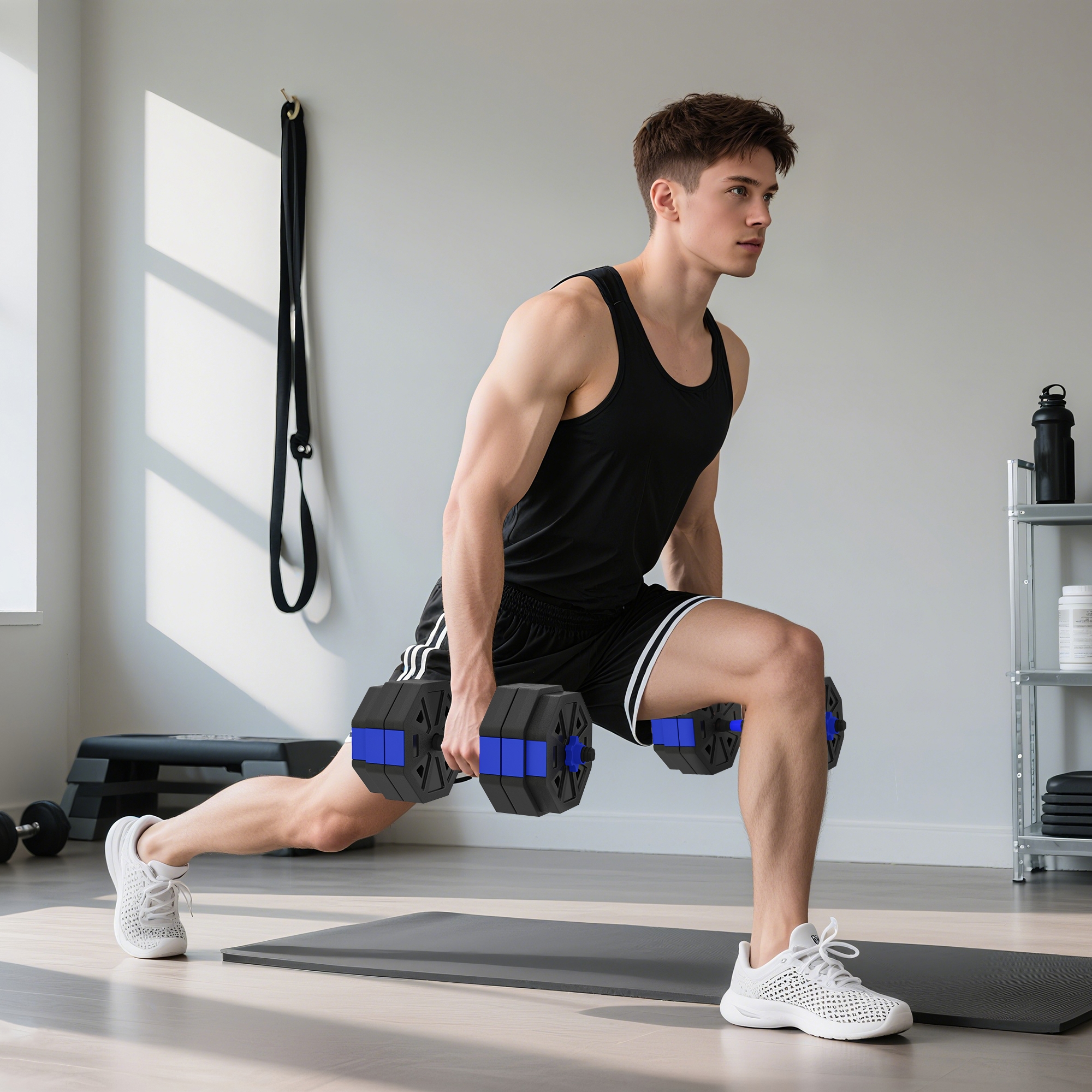 Soozier 6-in-1 Adjustable Dumbbell Set, 66lbs Free Weights Set