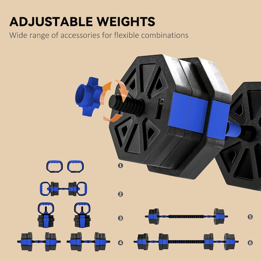 Image 998859_ALTMORE10.jpg, Product 998-859 / Price $64.99, Soozier 6-in-1 Adjustable Dumbbell Set, 44lbs Free Weights Set, Blue from Soozier on TSC.ca's Health & Fitness department