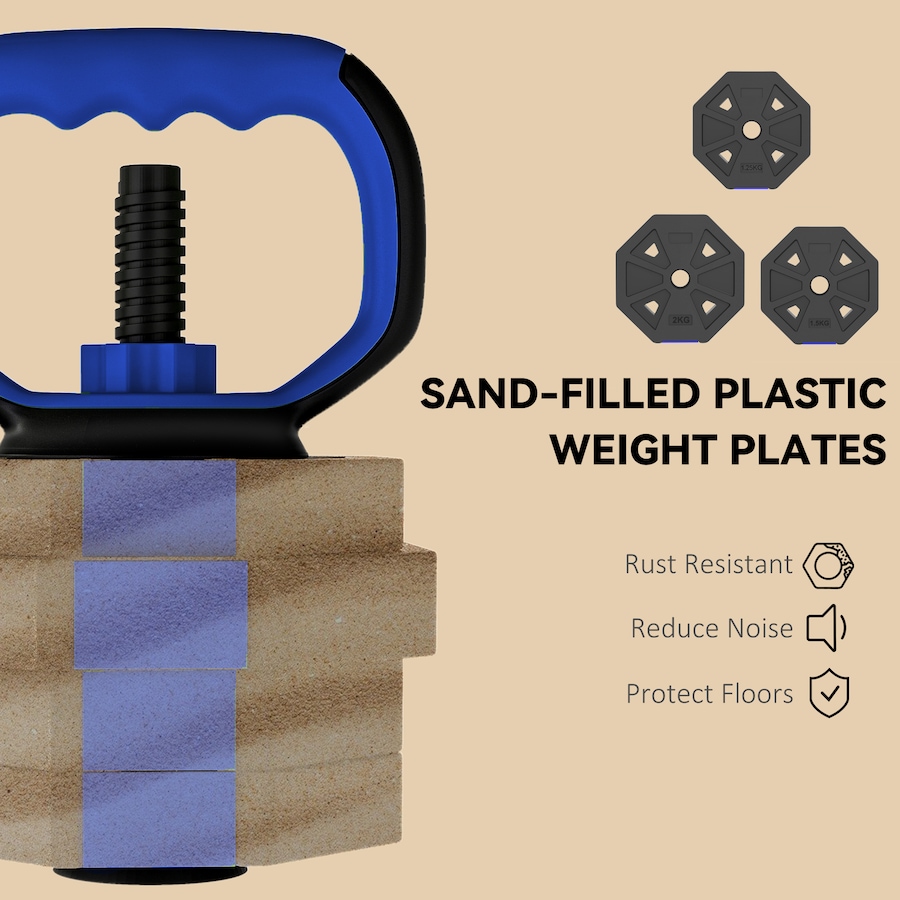 Image 998859_ALTMORE6.jpg, Product 998-859 / Price $64.99, Soozier 6-in-1 Adjustable Dumbbell Set, 44lbs Free Weights Set, Blue from Soozier on TSC.ca's Health & Fitness department