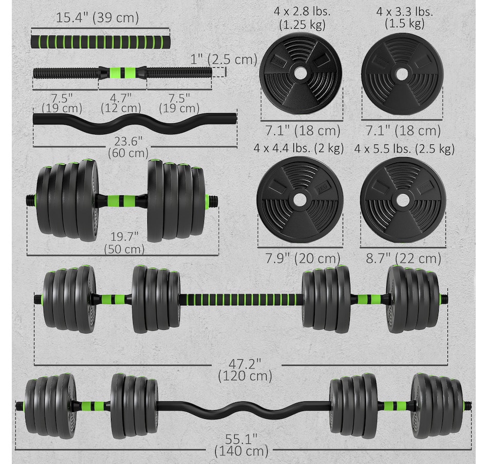 Image 998862_ALTMORE2.jpg, Product 998-862 / Price $94.99, Soozier Adjustable Dumbbell Set, 3 in 1 Weights Set for Home Gym, 66lb from Soozier on TSC.ca's Health & Fitness department