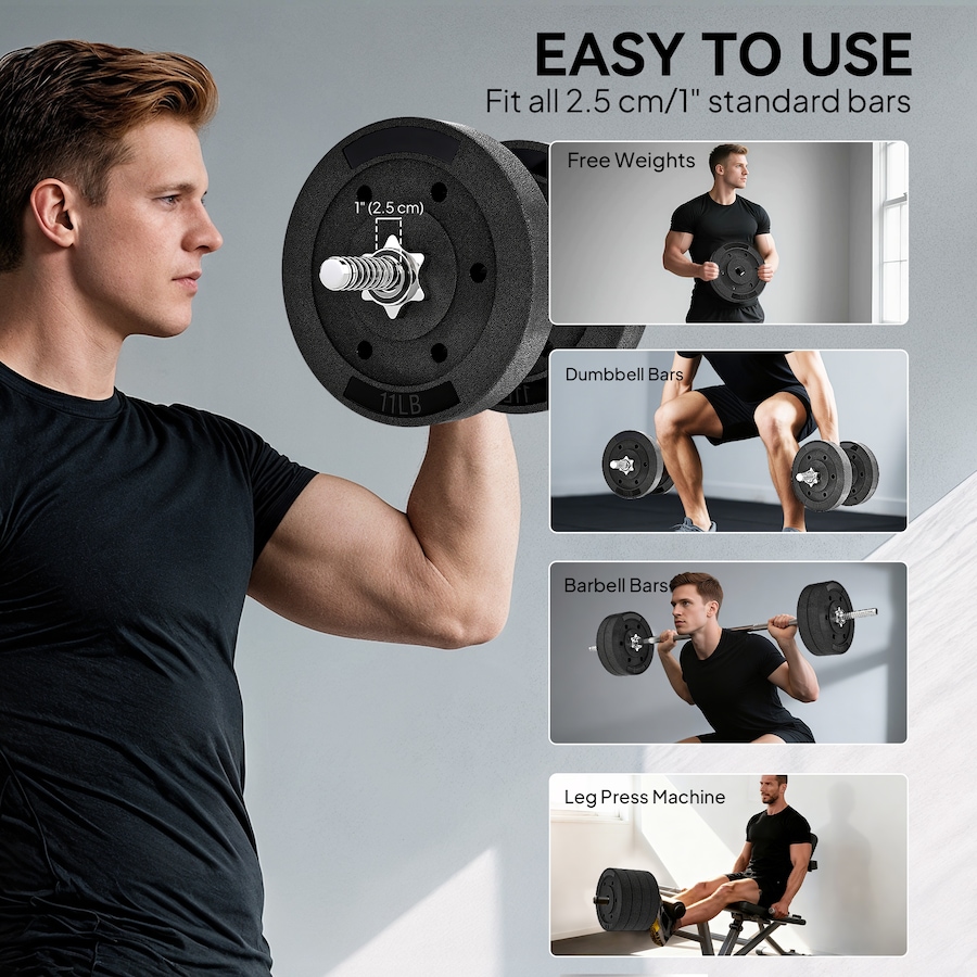 Image 998863_ALTMORE4.jpg, Product 998-863 / Price $54.99, Soozier Weight Plates Set of 4, 1-Inch Barbell Weights Set, 4 x 11 lbs from Soozier on TSC.ca's Health & Fitness department