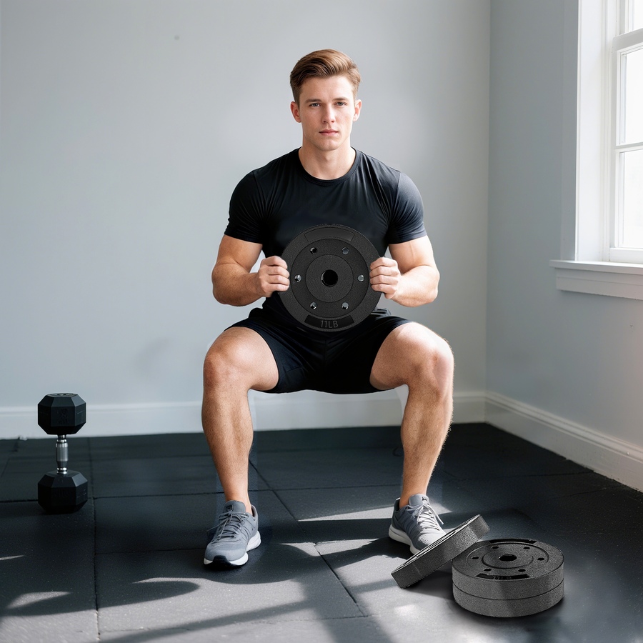 Image 998863_ALTMORE6.jpg, Product 998-863 / Price $54.99, Soozier Weight Plates Set of 4, 1-Inch Barbell Weights Set, 4 x 11 lbs from Soozier on TSC.ca's Health & Fitness department