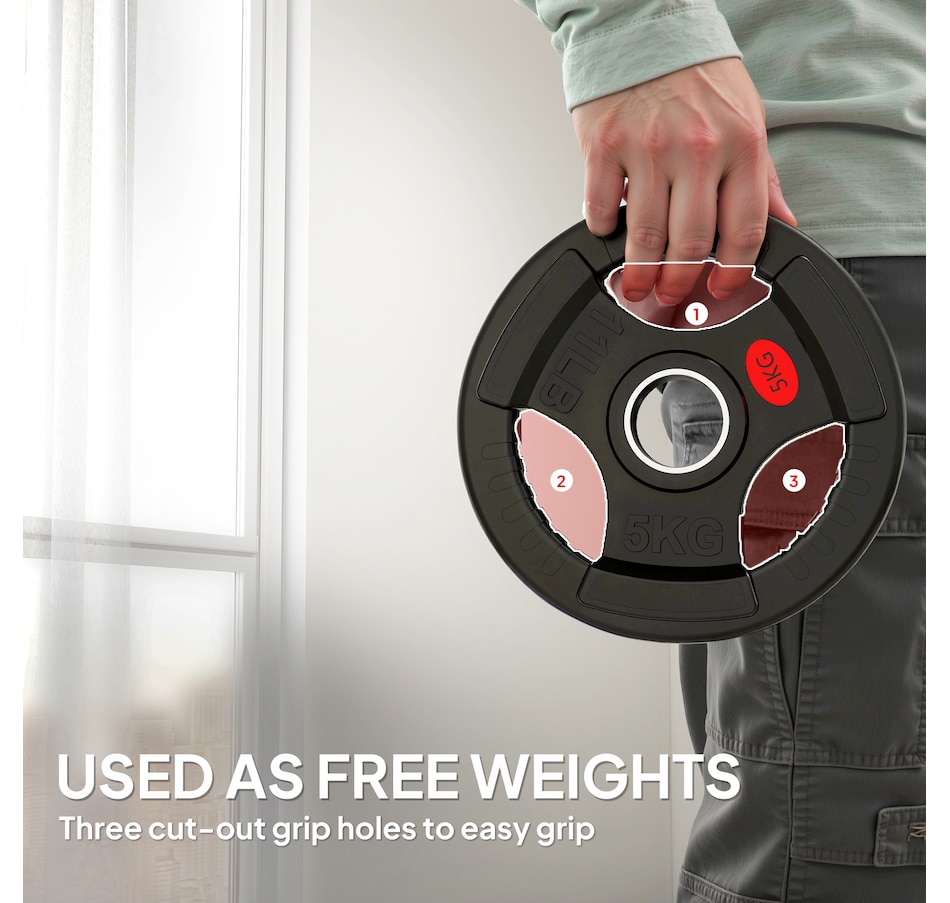 Image 998866_ALTMORE3.jpg, Product 998-866 / Price $32.99, Soozier 2 x 11lbs Weight Plates Set, 2-Inch Barbell Weights Set from Soozier on TSC.ca's Health & Fitness department