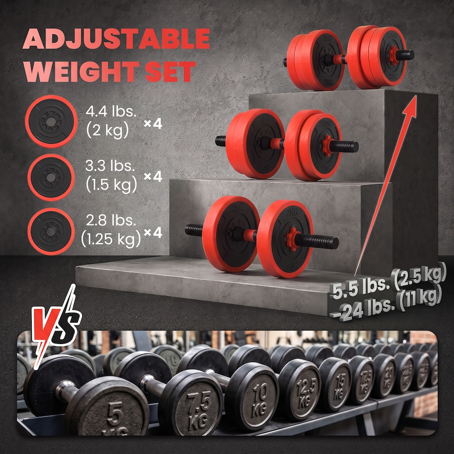 Image 998867_ALTMORE11.jpg, Product 998-867 / Price $84.99, Soozier 44lbs 4-in-1 Weight Dumbbell Set, Barbell Kettlebell Push Up Stand from Soozier on TSC.ca's Health & Fitness department