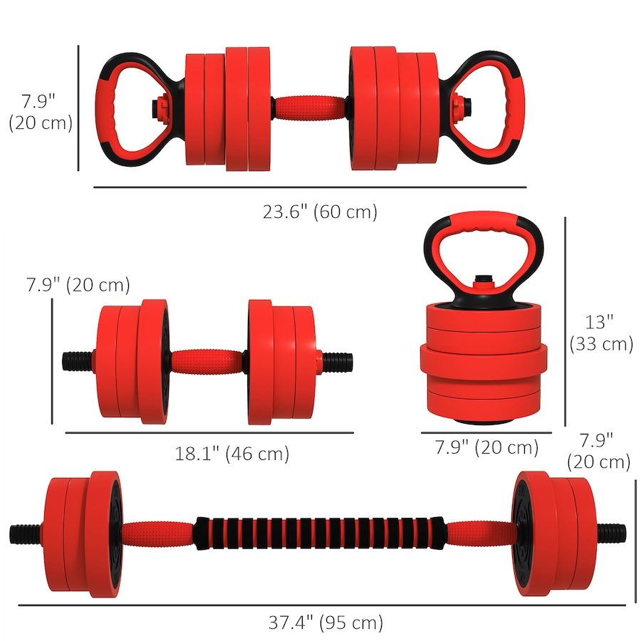 Image 998867_ALTMORE2.jpg, Product 998-867 / Price $81.99, Soozier 44lbs 4-in-1 Weight Dumbbell Set, Barbell Kettlebell Push Up Stand from Soozier on TSC.ca's Health & Fitness department