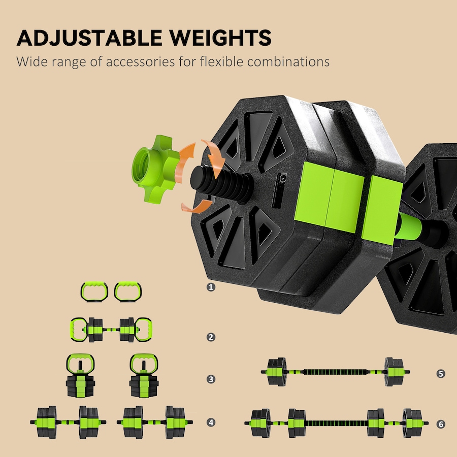 Image 998869_ALTMORE10.jpg, Product 998-869 / Price $79.99, Soozier 6-in-1 Adjustable Dumbbell Set, 44lbs Free Weights Set, Green from Soozier on TSC.ca's Health & Fitness department