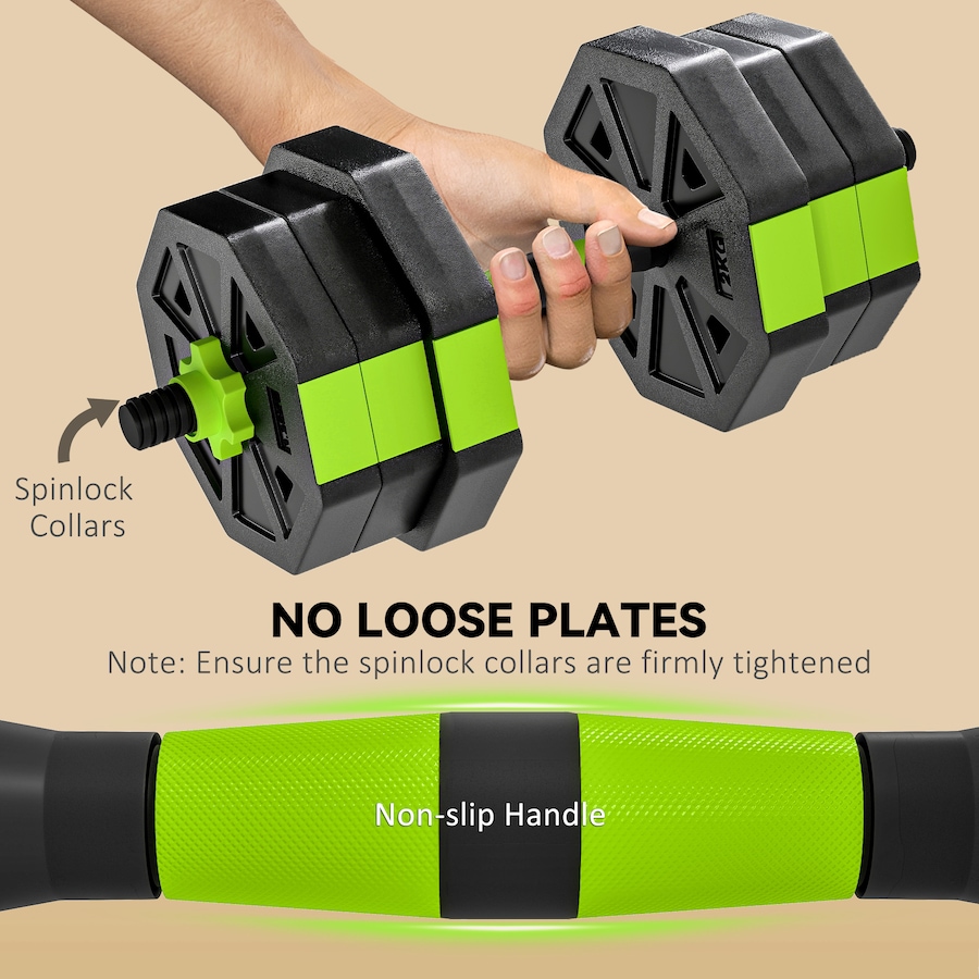 Image 998869_ALTMORE5.jpg, Product 998-869 / Price $79.99, Soozier 6-in-1 Adjustable Dumbbell Set, 44lbs Free Weights Set, Green from Soozier on TSC.ca's Health & Fitness department