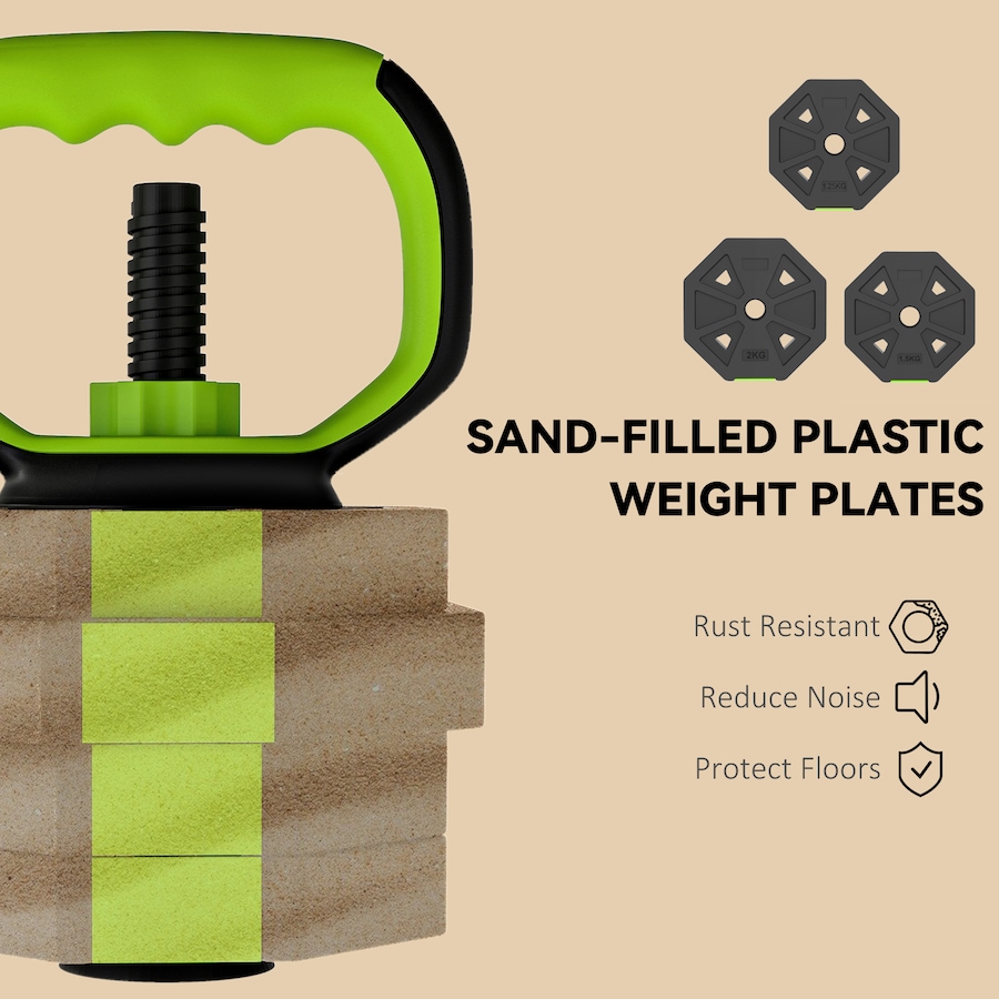 Image 998869_ALTMORE6.jpg, Product 998-869 / Price $79.99, Soozier 6-in-1 Adjustable Dumbbell Set, 44lbs Free Weights Set, Green from Soozier on TSC.ca's Health & Fitness department
