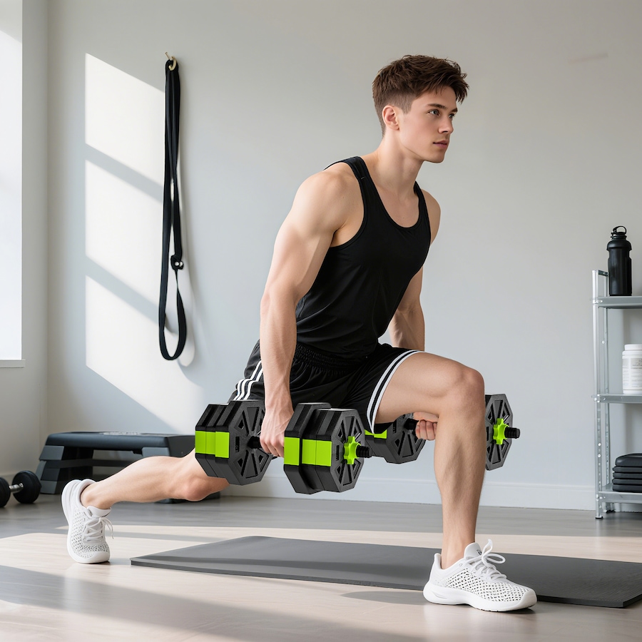 Image 998869_ALTMORE7.jpg, Product 998-869 / Price $79.99, Soozier 6-in-1 Adjustable Dumbbell Set, 44lbs Free Weights Set, Green from Soozier on TSC.ca's Health & Fitness department