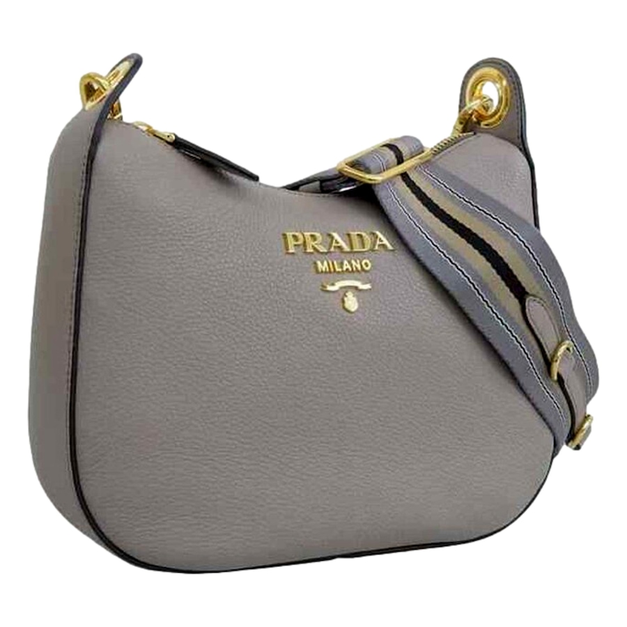 Image 999771.jpg, Product 999-771 / Price $4,691.00, Prada Vitello Phenix Zippered Messenger Hobo Grey Leather Shoulder Bag from Prada on TSC.ca's Fashion department