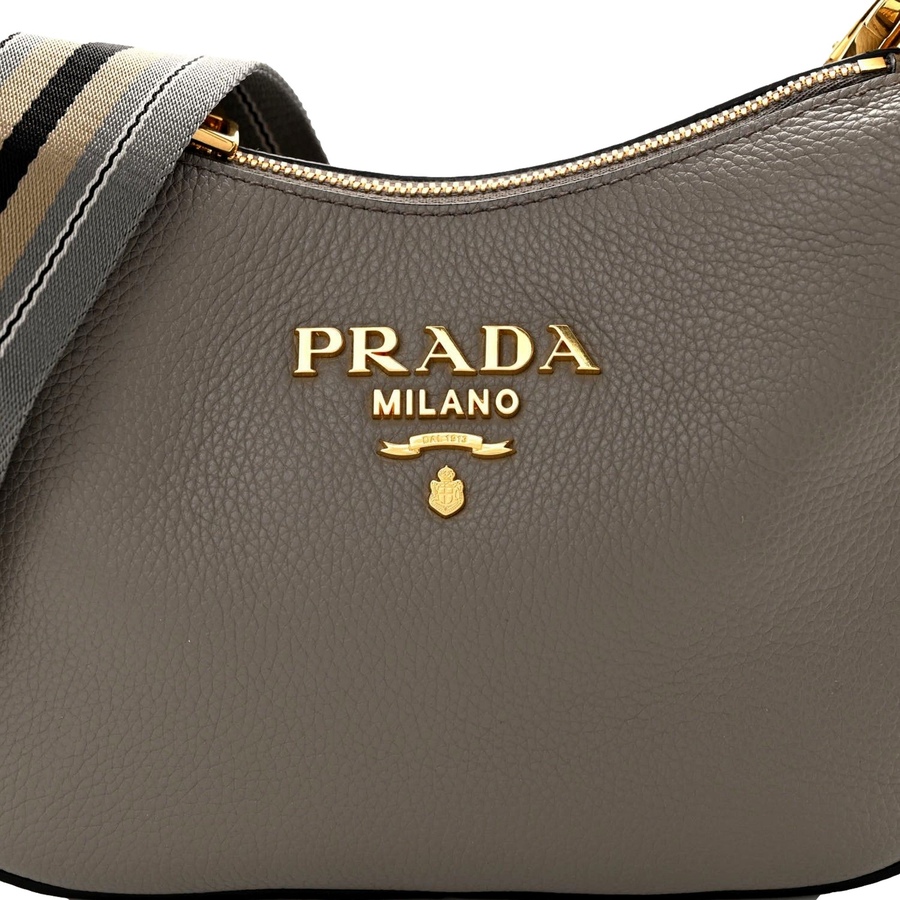 Image 999771_ALTMORE5.jpg, Product 999-771 / Price $4,691.00, Prada Vitello Phenix Zippered Messenger Hobo Grey Leather Shoulder Bag from Prada on TSC.ca's Fashion department