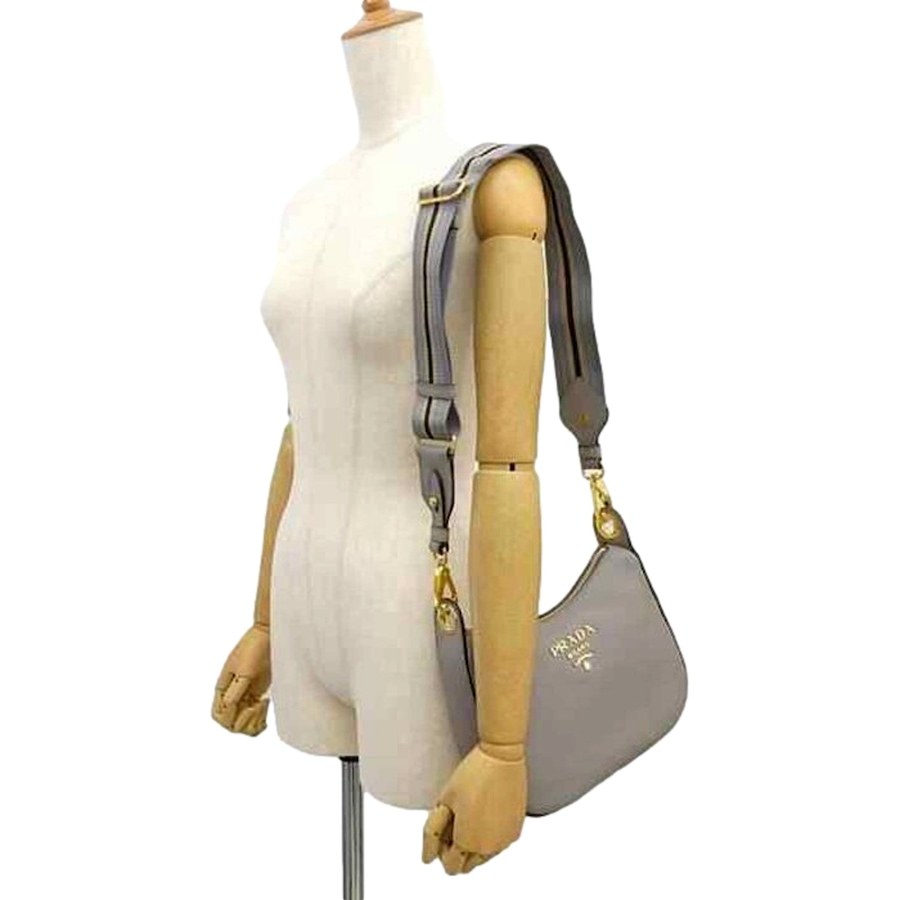 Image 999771_ALTMORE6.jpg, Product 999-771 / Price $4,691.00, Prada Vitello Phenix Zippered Messenger Hobo Grey Leather Shoulder Bag from Prada on TSC.ca's Fashion department